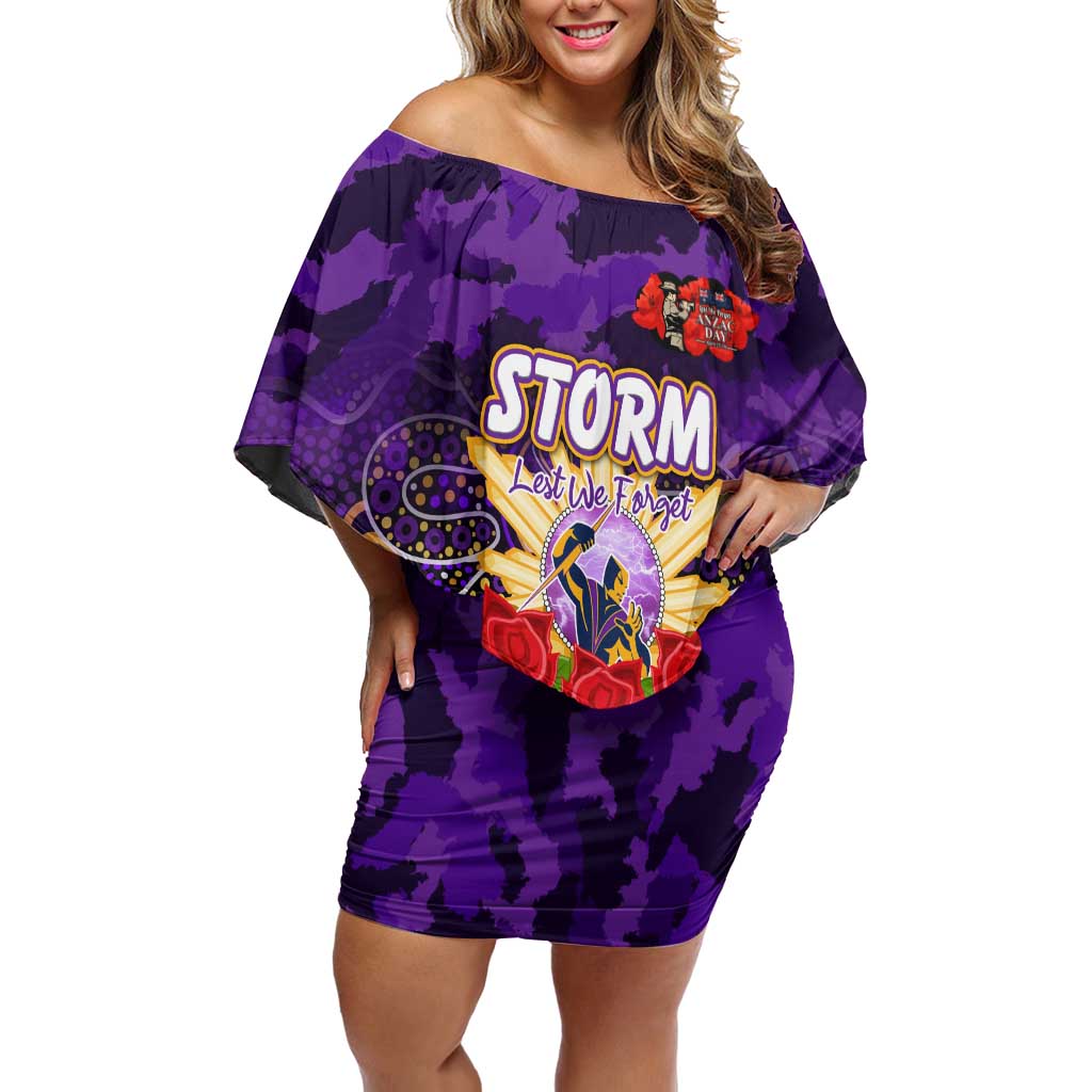 Personalized Storm ANZAC Day Family Matching Off Shoulder Short Dress and Hawaiian Shirt Australian Army - Lest We Forget