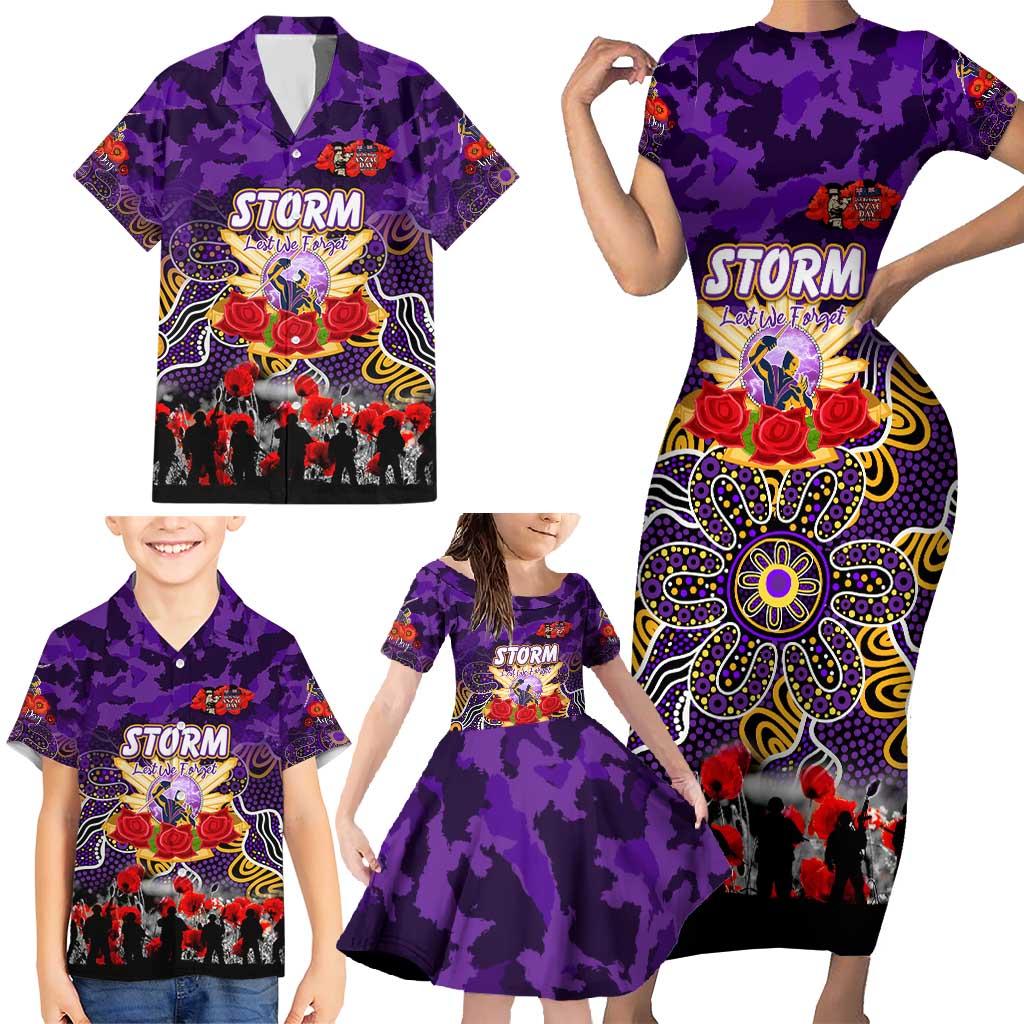 Personalized Storm ANZAC Day Family Matching Short Sleeve Bodycon Dress and Hawaiian Shirt Australian Army - Lest We Forget