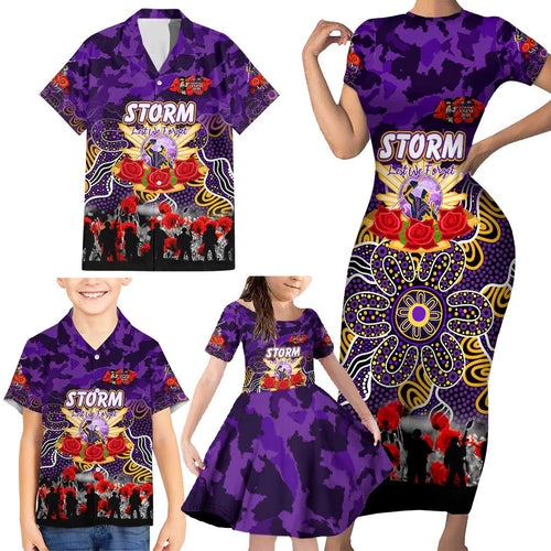 Personalized Storm ANZAC Day Family Matching Short Sleeve Bodycon Dress and Hawaiian Shirt Australian Army - Lest We Forget