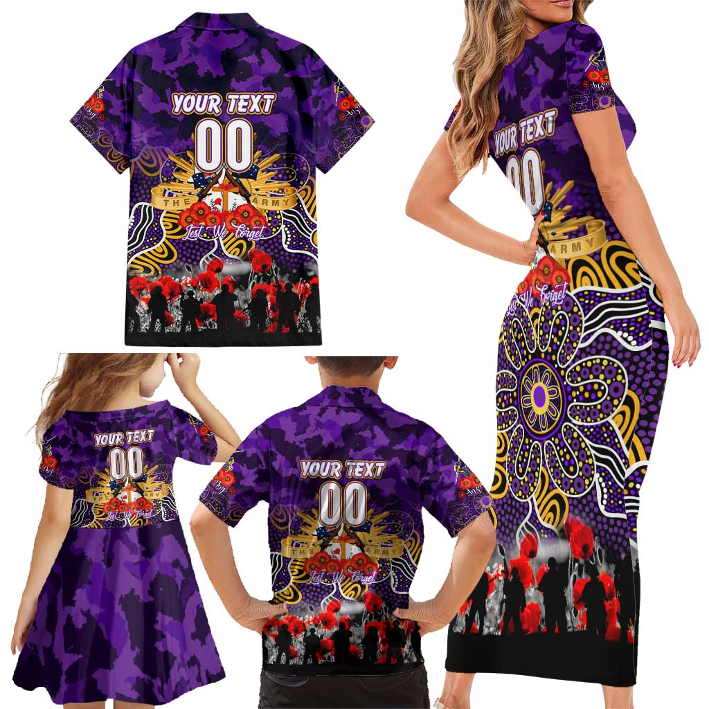 Personalized Storm ANZAC Day Family Matching Short Sleeve Bodycon Dress and Hawaiian Shirt Australian Army - Lest We Forget