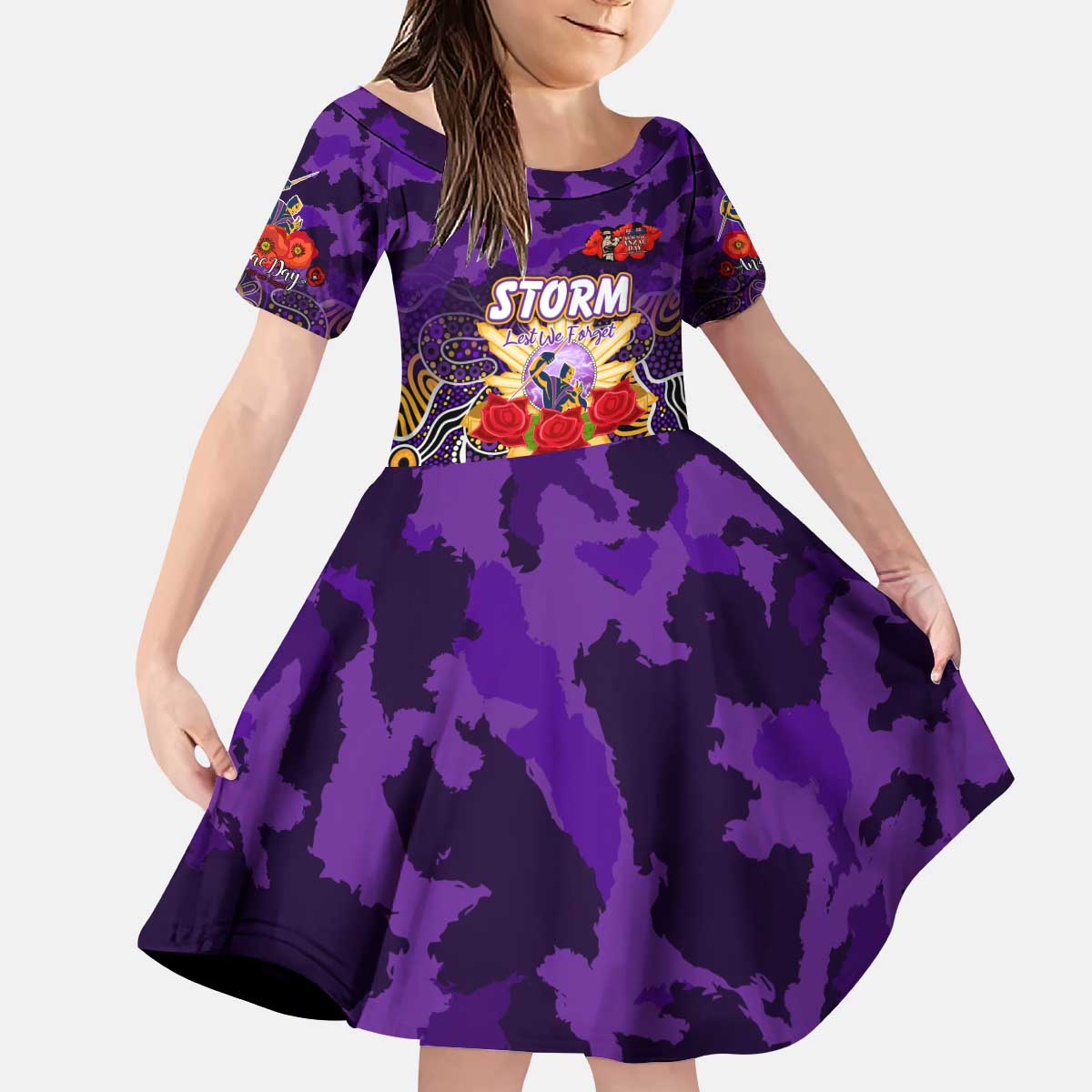 Personalized Storm ANZAC Day Kid Short Sleeve Dress Australian Army - Lest We Forget