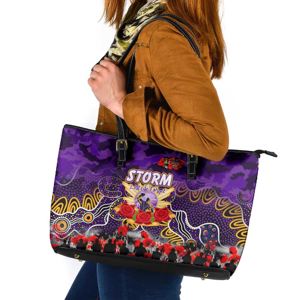 Storm ANZAC Day Leather Tote Bag Australian Army - Lest We Forget