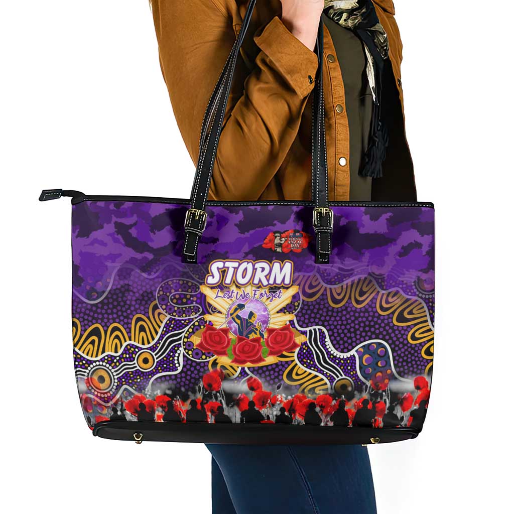 Storm ANZAC Day Leather Tote Bag Australian Army - Lest We Forget