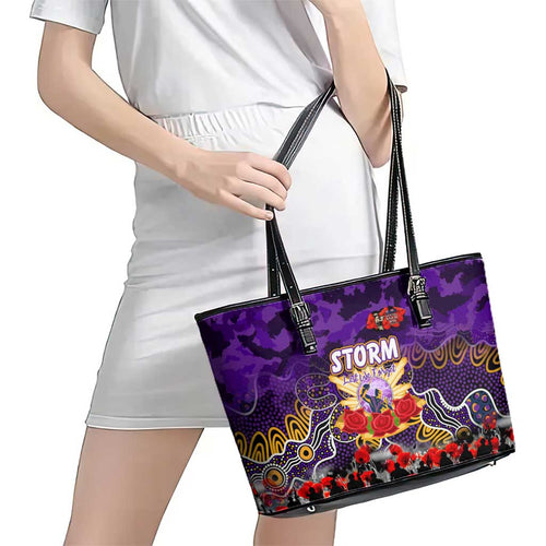 Storm ANZAC Day Leather Tote Bag Australian Army - Lest We Forget