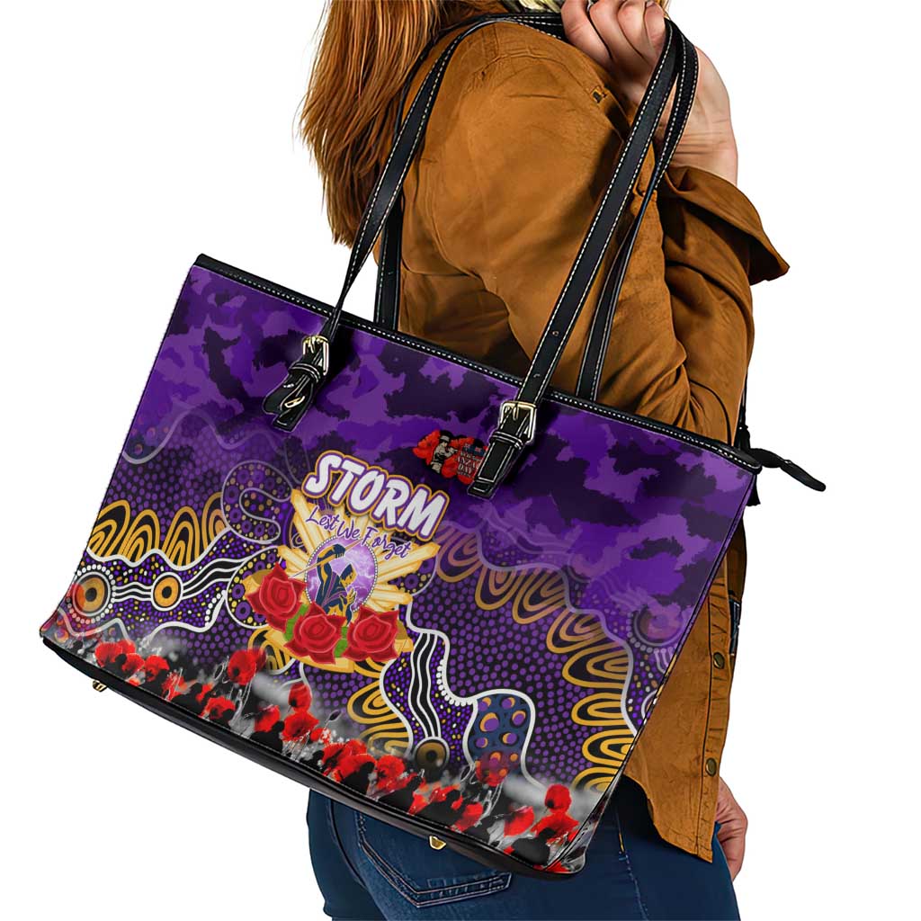 Storm ANZAC Day Leather Tote Bag Australian Army - Lest We Forget