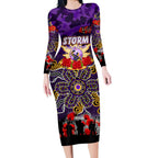 Personalized Storm ANZAC Day Long Sleeve Bodycon Dress Australian Army - Lest We Forget