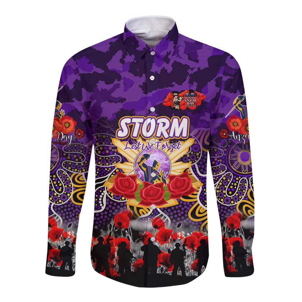 Personalized Storm ANZAC Day Long Sleeve Button Shirt Australian Army - Lest We Forget
