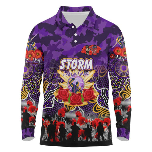 Personalized Storm ANZAC Day Long Sleeve Polo Shirt Australian Army - Lest We Forget