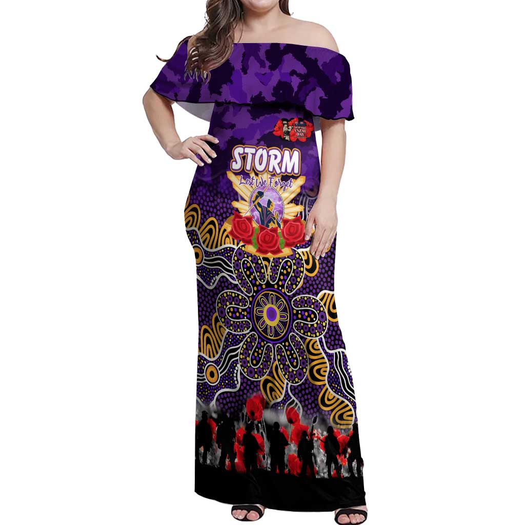 Personalized Storm ANZAC Day Off Shoulder Maxi Dress Australian Army - Lest We Forget