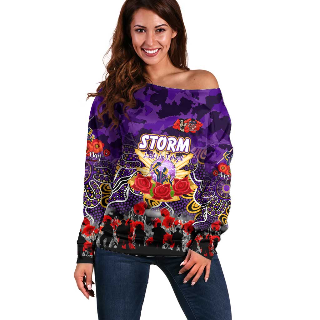 Personalized Storm ANZAC Day Off Shoulder Sweater Australian Army - Lest We Forget