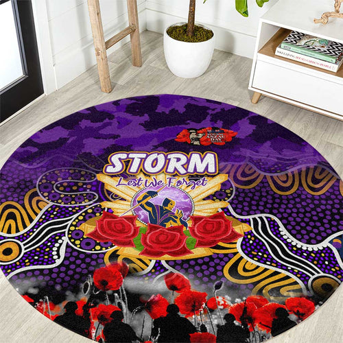 Storm ANZAC Day Round Carpet Australian Army - Lest We Forget