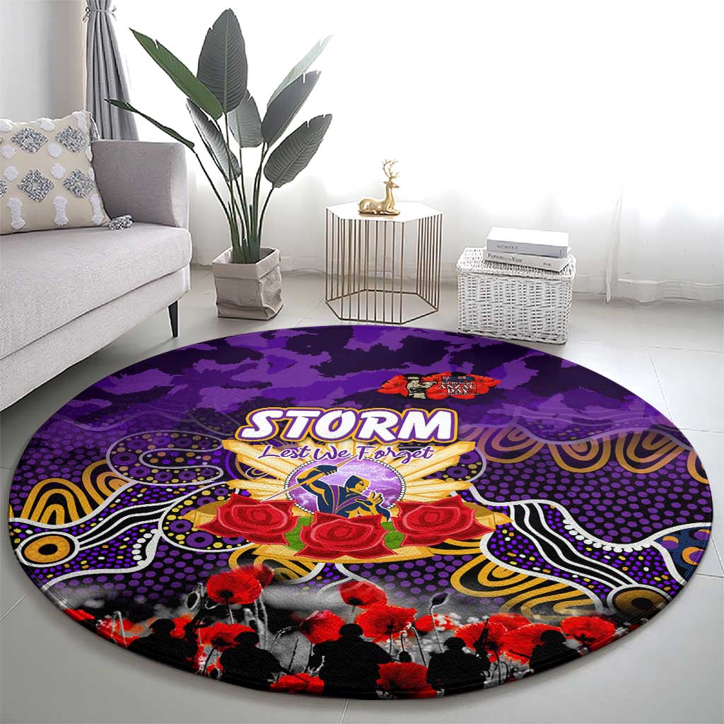 Storm ANZAC Day Round Carpet Australian Army - Lest We Forget