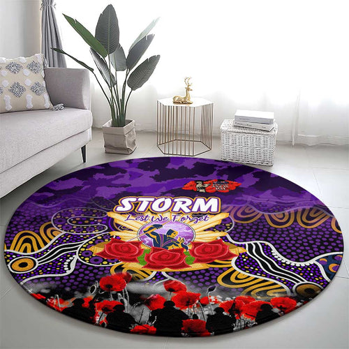 Storm ANZAC Day Round Carpet Australian Army - Lest We Forget