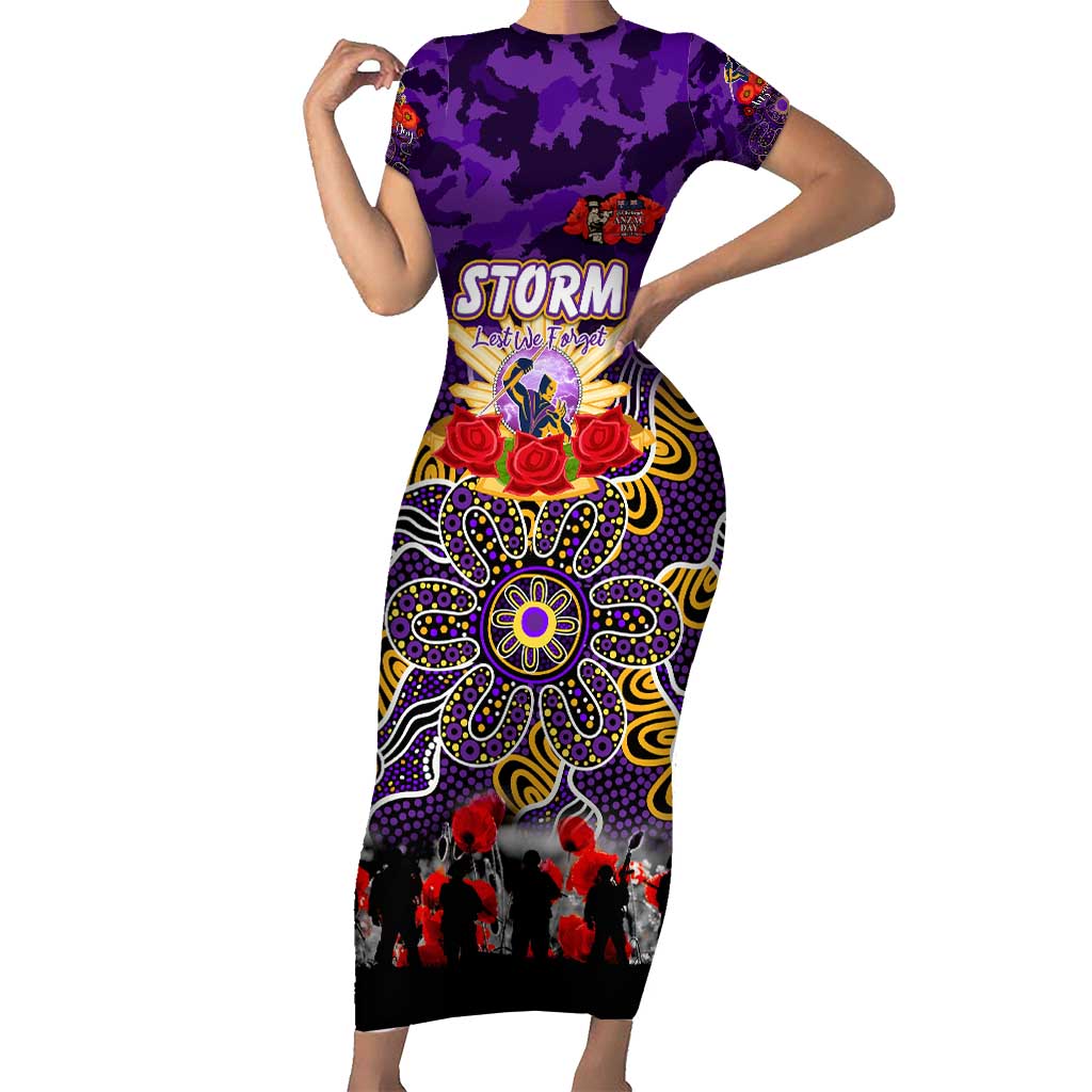 Personalized Storm ANZAC Day Short Sleeve Bodycon Dress Australian Army - Lest We Forget