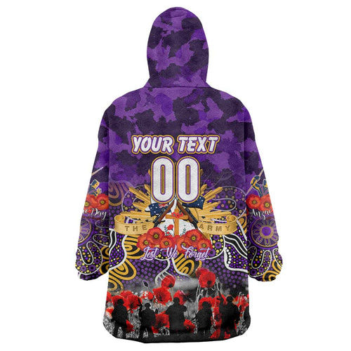 Personalized Storm ANZAC Day Wearable Blanket Hoodie Australian Army - Lest We Forget