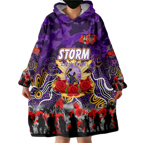 Personalized Storm ANZAC Day Wearable Blanket Hoodie Australian Army - Lest We Forget