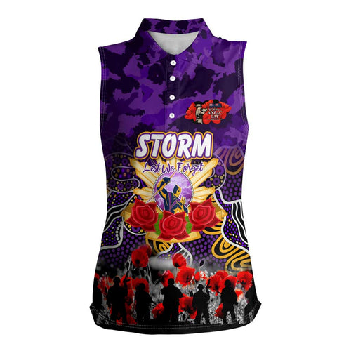 Personalized Storm ANZAC Day Women Sleeveless Polo Shirt Australian Army - Lest We Forget