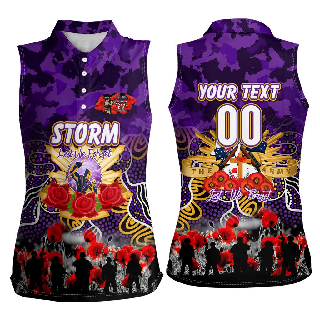 Personalized Storm ANZAC Day Women Sleeveless Polo Shirt Australian Army - Lest We Forget