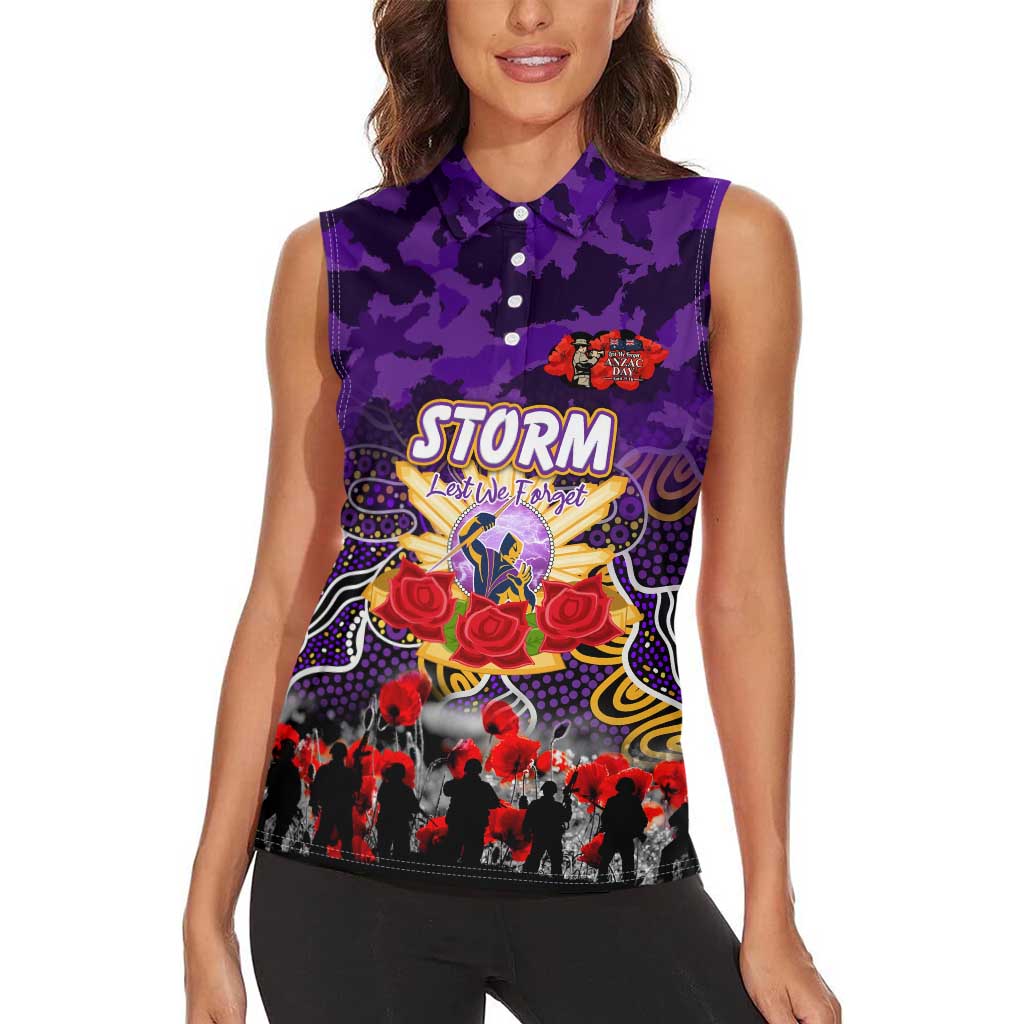 Personalized Storm ANZAC Day Women Sleeveless Polo Shirt Australian Army - Lest We Forget