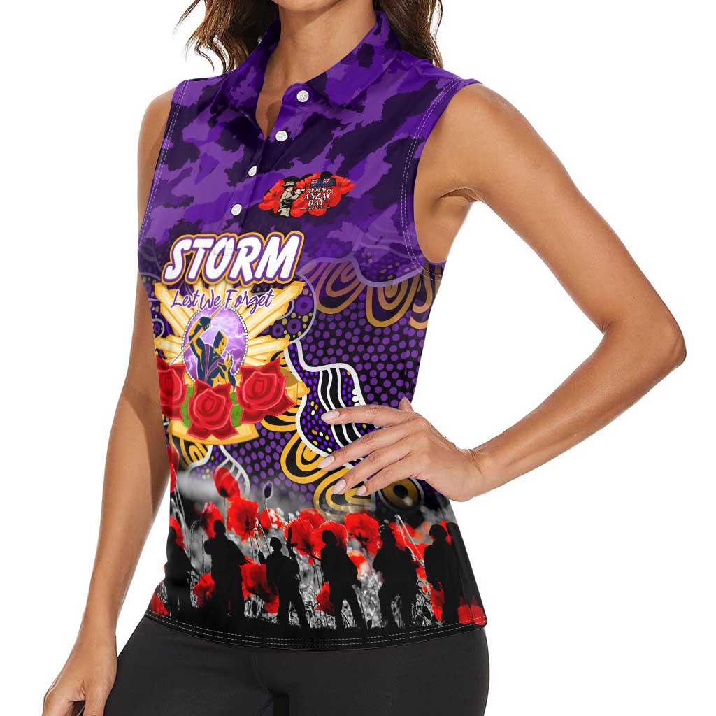 Personalized Storm ANZAC Day Women Sleeveless Polo Shirt Australian Army - Lest We Forget