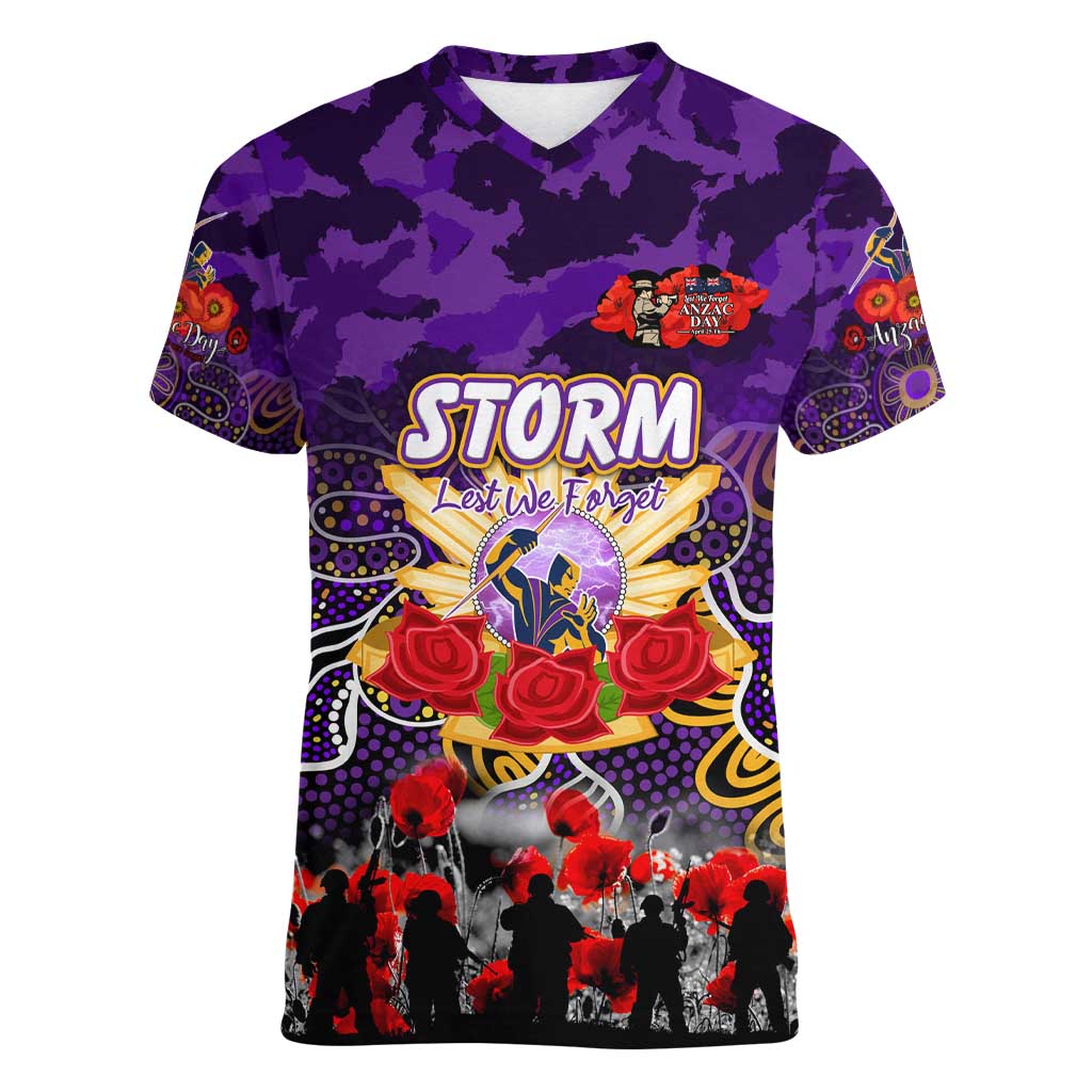 Personalized Storm ANZAC Day Women V-Neck T-Shirt Australian Army - Lest We Forget