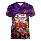 Personalized Storm ANZAC Day Women V-Neck T-Shirt Australian Army - Lest We Forget