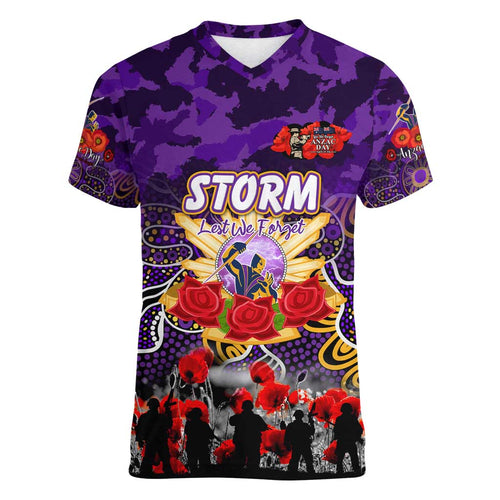 Personalized Storm ANZAC Day Women V-Neck T-Shirt Australian Army - Lest We Forget
