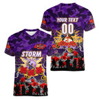 Personalized Storm ANZAC Day Women V-Neck T-Shirt Australian Army - Lest We Forget