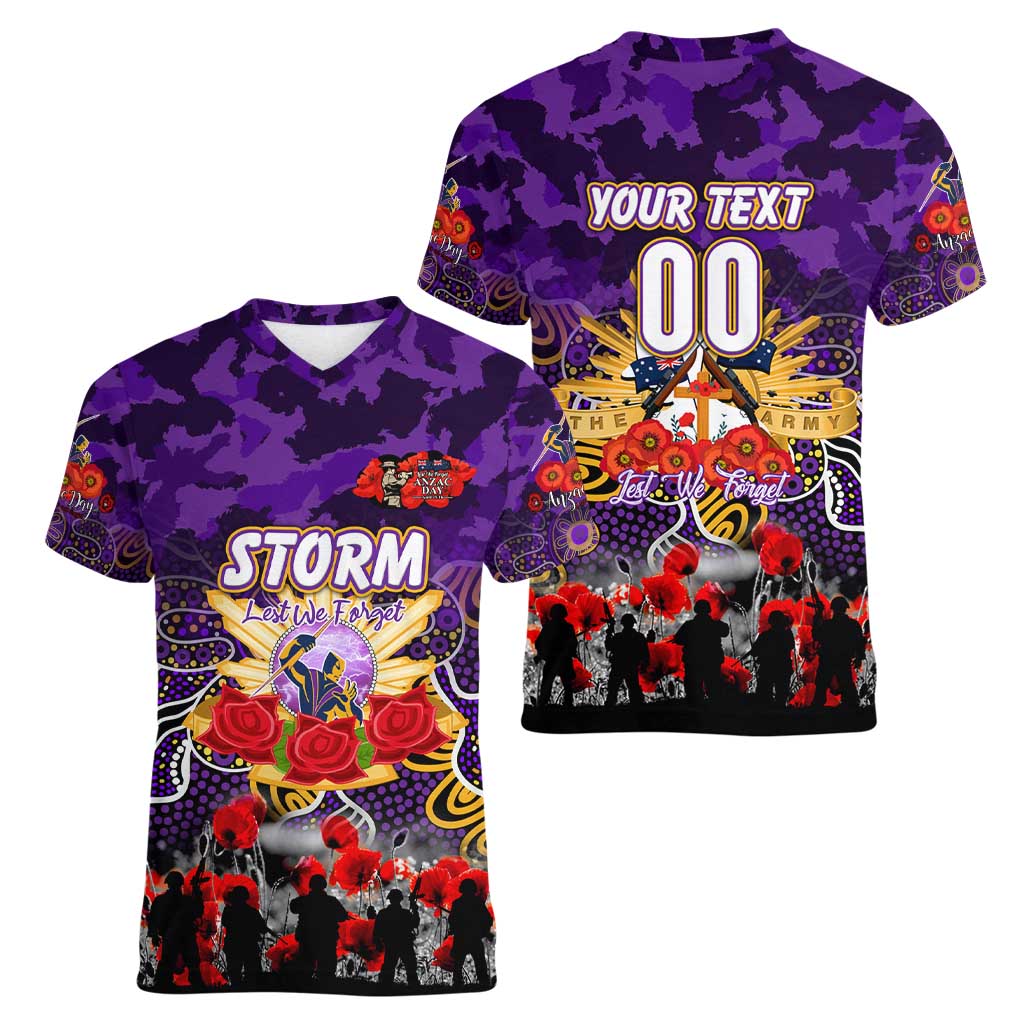 Personalized Storm ANZAC Day Women V-Neck T-Shirt Australian Army - Lest We Forget