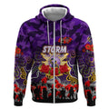 Personalized Storm ANZAC Day Zip Hoodie Australian Army - Lest We Forget