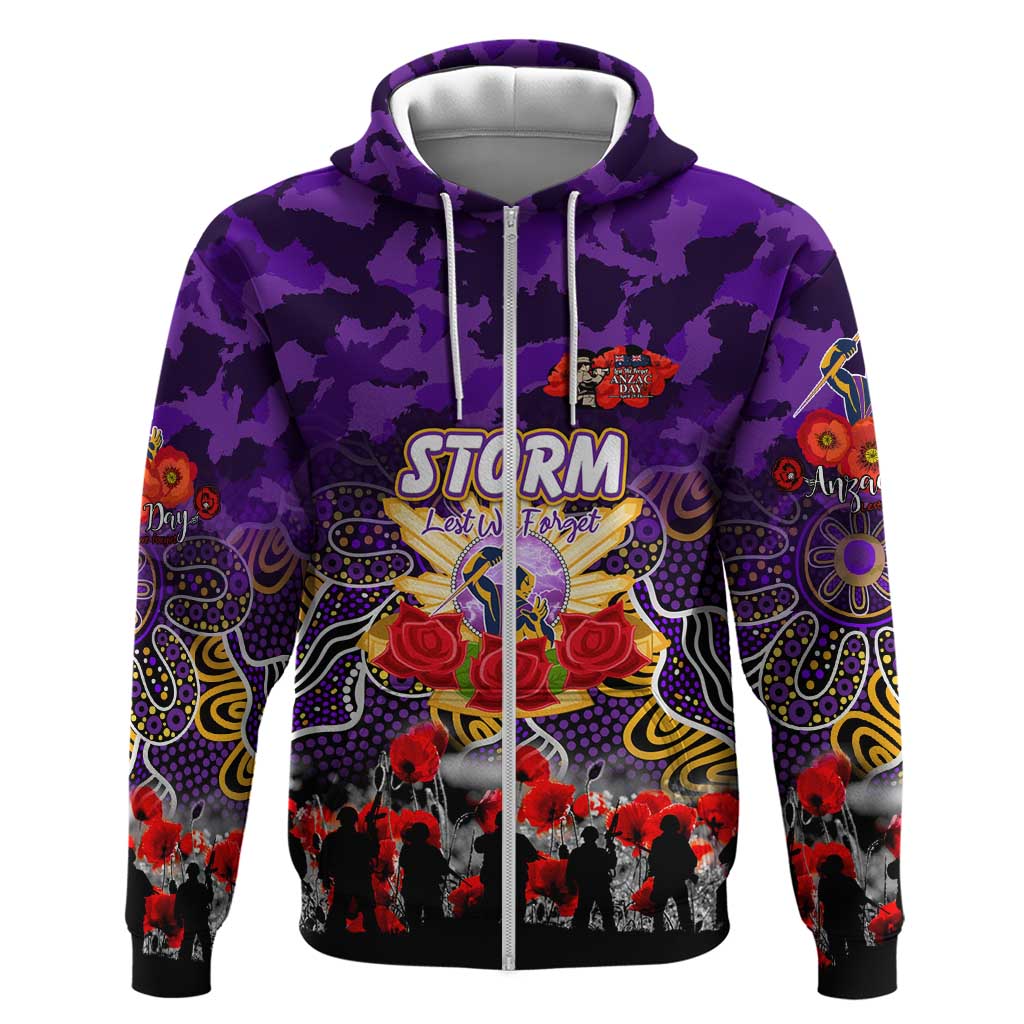 Personalized Storm ANZAC Day Zip Hoodie Australian Army - Lest We Forget