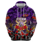 Personalized Storm ANZAC Day Zip Hoodie Australian Army - Lest We Forget