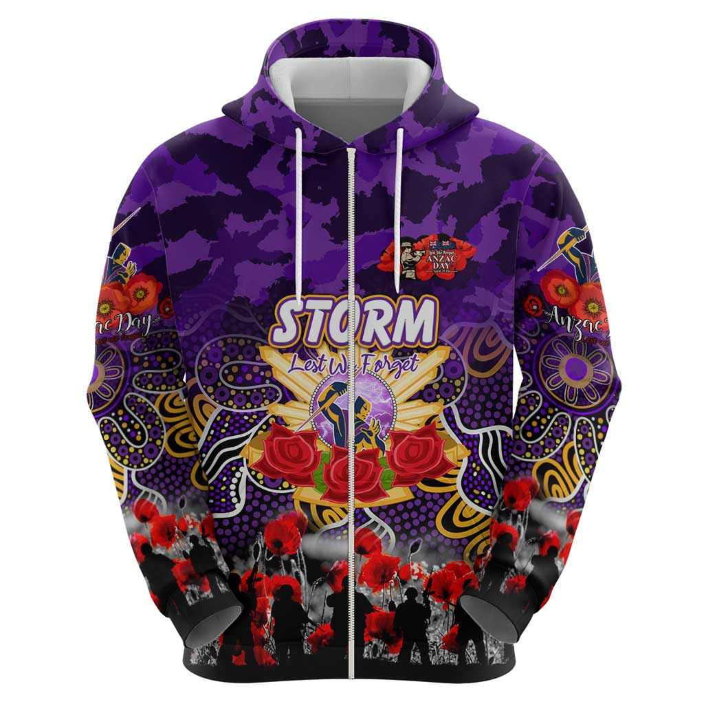 Personalized Storm ANZAC Day Zip Hoodie Australian Army - Lest We Forget