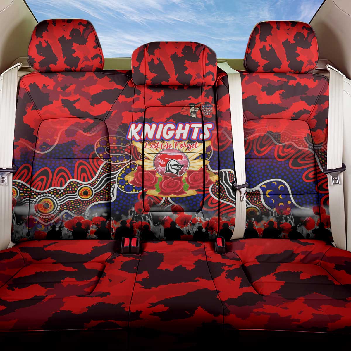 Knights ANZAC Day Back Car Seat Cover Australian Army - Lest We Forget