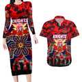 Personalized Knights ANZAC Day Couples Matching Long Sleeve Bodycon Dress and Hawaiian Shirt Australian Army - Lest We Forget