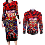 Personalized Knights ANZAC Day Couples Matching Long Sleeve Bodycon Dress and Long Sleeve Button Shirt Australian Army - Lest We Forget