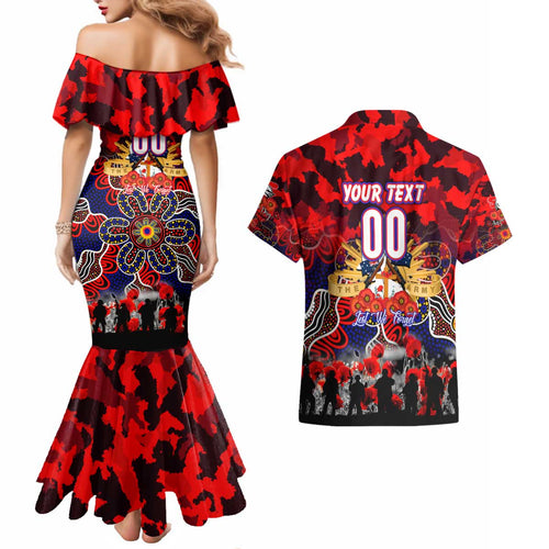 Personalized Knights ANZAC Day Couples Matching Mermaid Dress and Hawaiian Shirt Australian Army - Lest We Forget