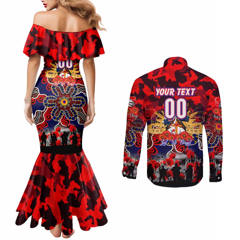 Personalized Knights ANZAC Day Couples Matching Mermaid Dress and Long Sleeve Button Shirt Australian Army - Lest We Forget