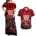Personalized Knights ANZAC Day Couples Matching Off Shoulder Maxi Dress and Hawaiian Shirt Australian Army - Lest We Forget