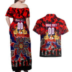 Personalized Knights ANZAC Day Couples Matching Off Shoulder Maxi Dress and Hawaiian Shirt Australian Army - Lest We Forget