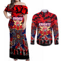 Personalized Knights ANZAC Day Couples Matching Off Shoulder Maxi Dress and Long Sleeve Button Shirt Australian Army - Lest We Forget