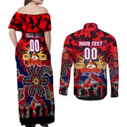Personalized Knights ANZAC Day Couples Matching Off Shoulder Maxi Dress and Long Sleeve Button Shirt Australian Army - Lest We Forget