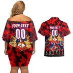 Personalized Knights ANZAC Day Couples Matching Off Shoulder Short Dress and Hawaiian Shirt Australian Army - Lest We Forget