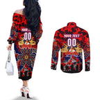 Personalized Knights ANZAC Day Couples Matching Off The Shoulder Long Sleeve Dress and Long Sleeve Button Shirt Australian Army - Lest We Forget
