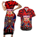 Personalized Knights ANZAC Day Couples Matching Short Sleeve Bodycon Dress and Hawaiian Shirt Australian Army - Lest We Forget