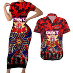 Personalized Knights ANZAC Day Couples Matching Short Sleeve Bodycon Dress and Hawaiian Shirt Australian Army - Lest We Forget
