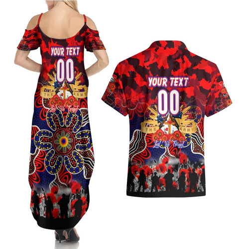 Personalized Knights ANZAC Day Couples Matching Summer Maxi Dress and Hawaiian Shirt Australian Army - Lest We Forget