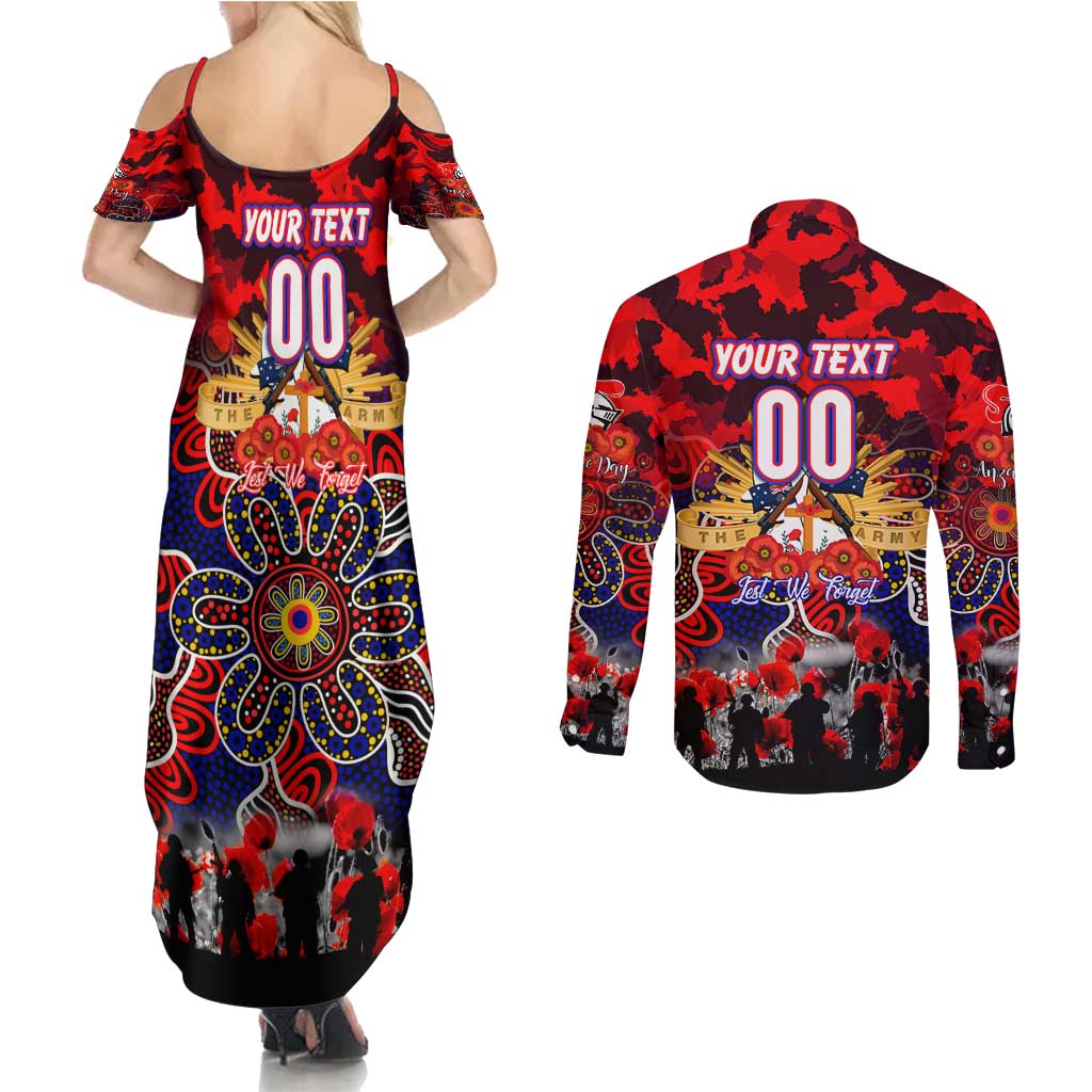 Personalized Knights ANZAC Day Couples Matching Summer Maxi Dress and Long Sleeve Button Shirt Australian Army - Lest We Forget