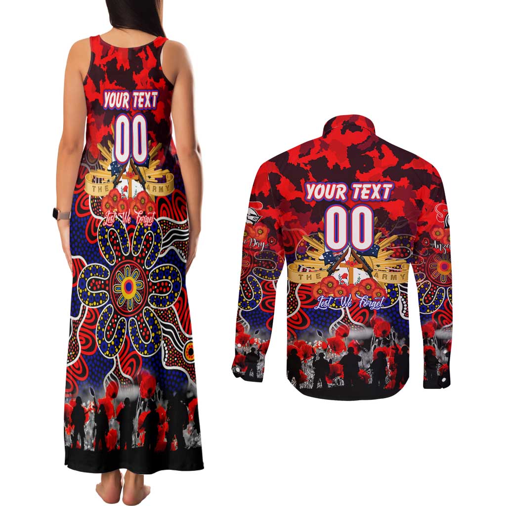 Personalized Knights ANZAC Day Couples Matching Tank Maxi Dress and Long Sleeve Button Shirt Australian Army - Lest We Forget
