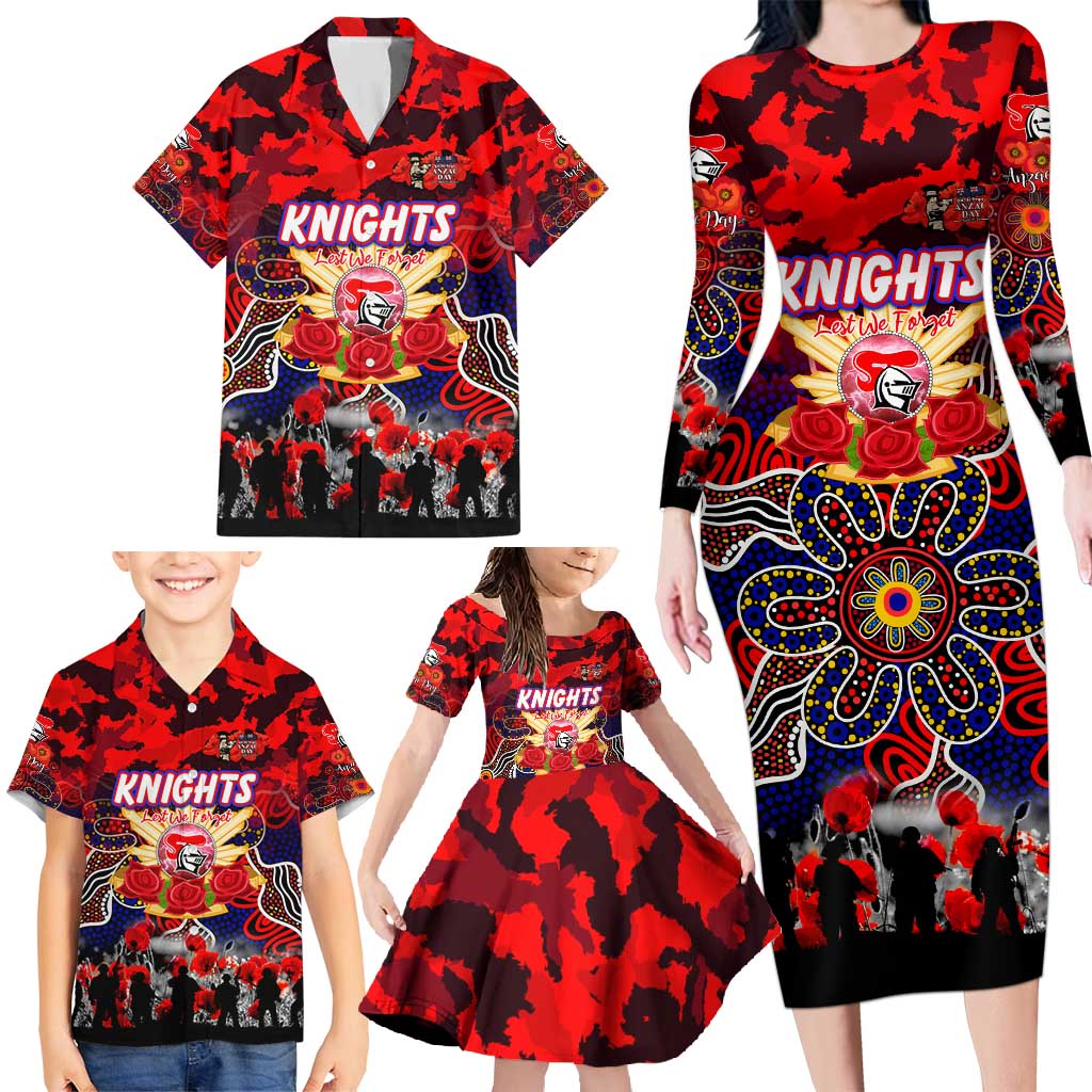 Personalized Knights ANZAC Day Family Matching Long Sleeve Bodycon Dress and Hawaiian Shirt Australian Army - Lest We Forget